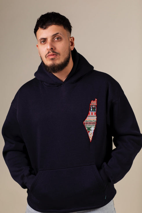 Hoodie - Embroidered Map of Palestine
